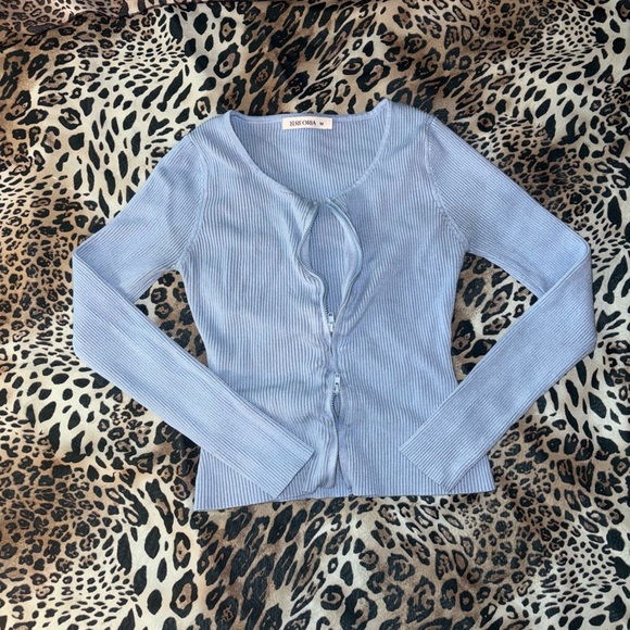 Sky Blue Ribbed Sweater - Picture 2 of 3